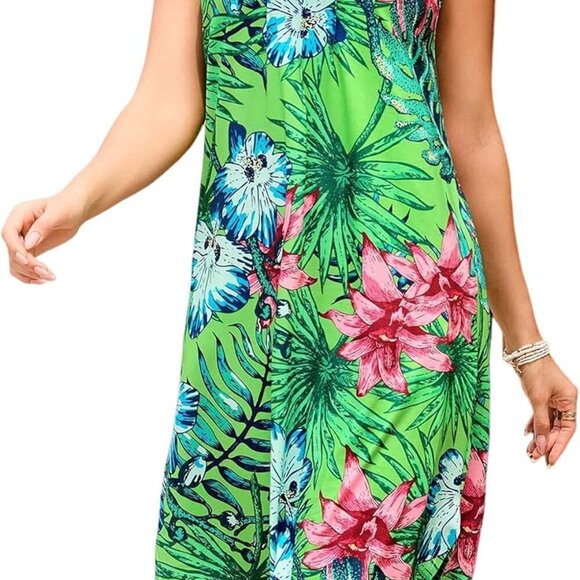 Women's Summer Sundress Sleeveless Floral Casual Beach Dress with Pockets - Picture 1 of 8